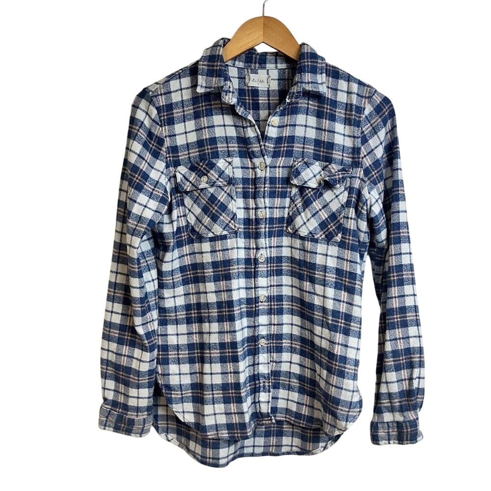 altar'd state Flannel Shirt blue Plaid Long Sleeve Boyfriend Fit Shirt Size S